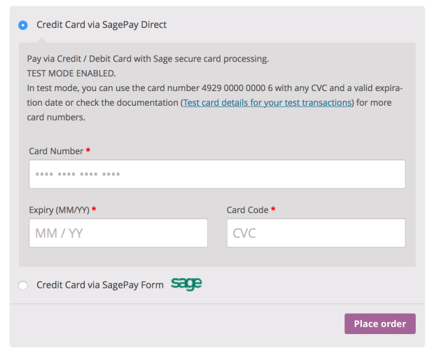 WooCommerce SagePay Form / SagePay Direct WooCommerce SagePay Form / SagePay Direct
