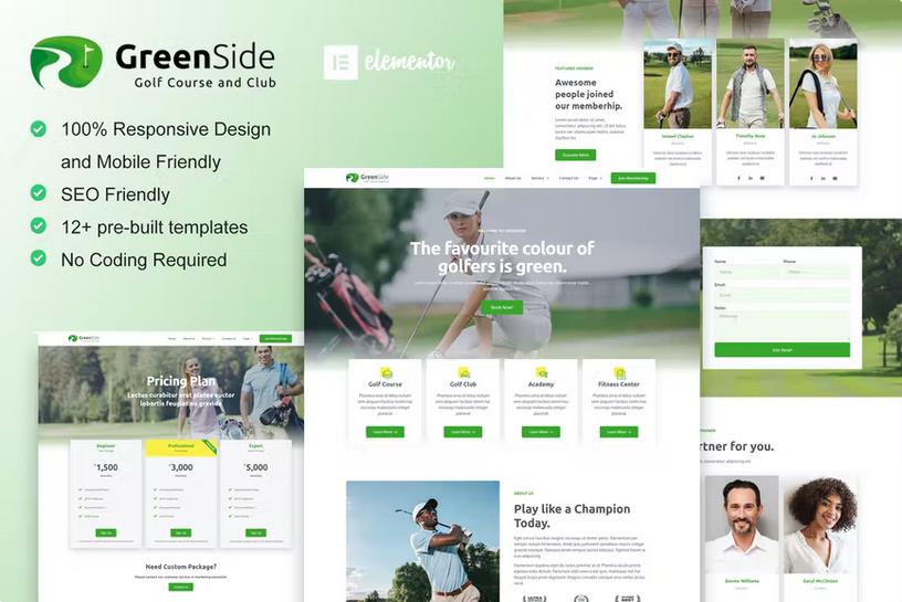 Greenside Golf Club & Academy Elementor Template Kit Latest Version